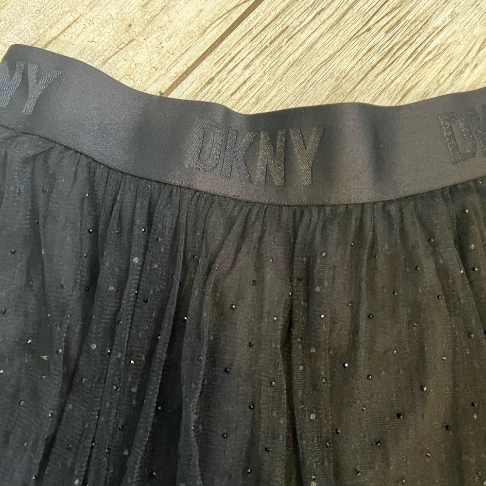 Elegant Black Tulle Midi Skirt - Women's with embellished shine Polk a dots - Picture 3 of 6